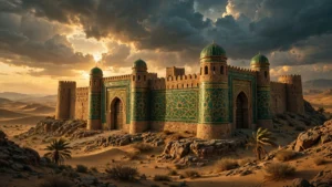 Ancient desert fort at golden hour